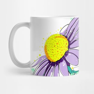 Violet Echynacea Flowers in Menthol Green Leaves Mug